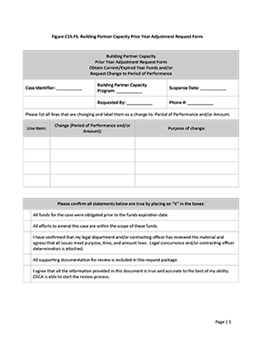 Figure C15.F5. Building Partner Capacity Prior Year Adjustment Request Form