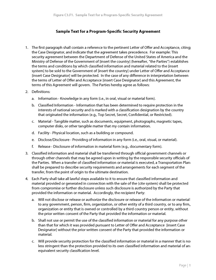 Figure C3.F1. Sample Text for a Program-Specific Security Agreement